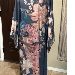 Peacock Floral Beautiful Kimono with Belt